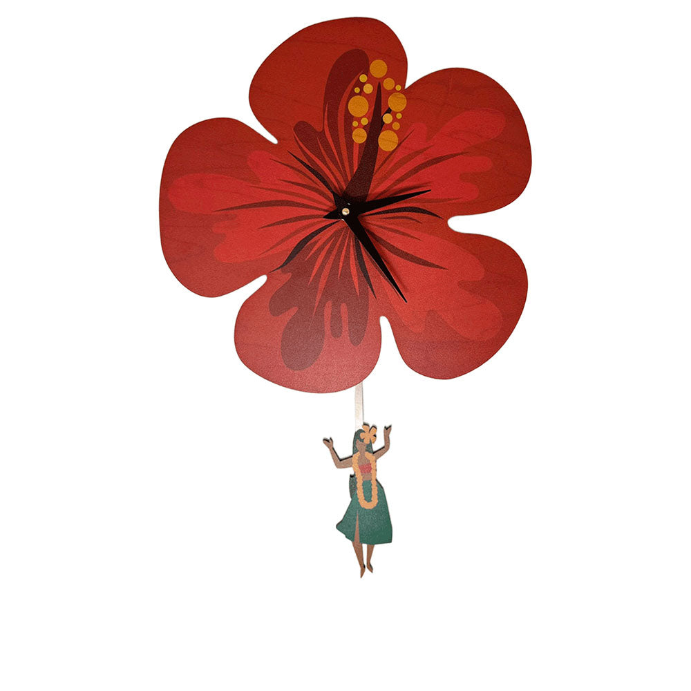 HIBISCUS HULA PENDULUM CLOCK