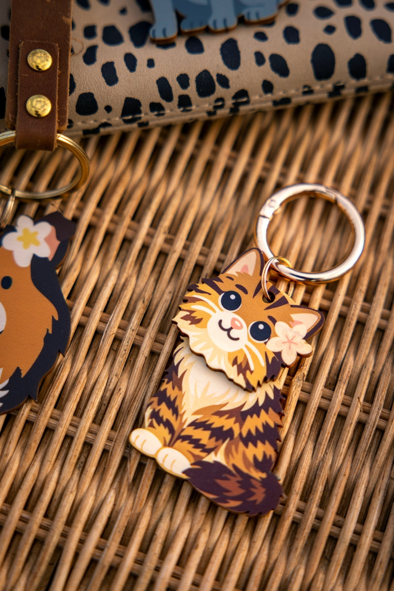 STRIPED CAT BAG CHARM