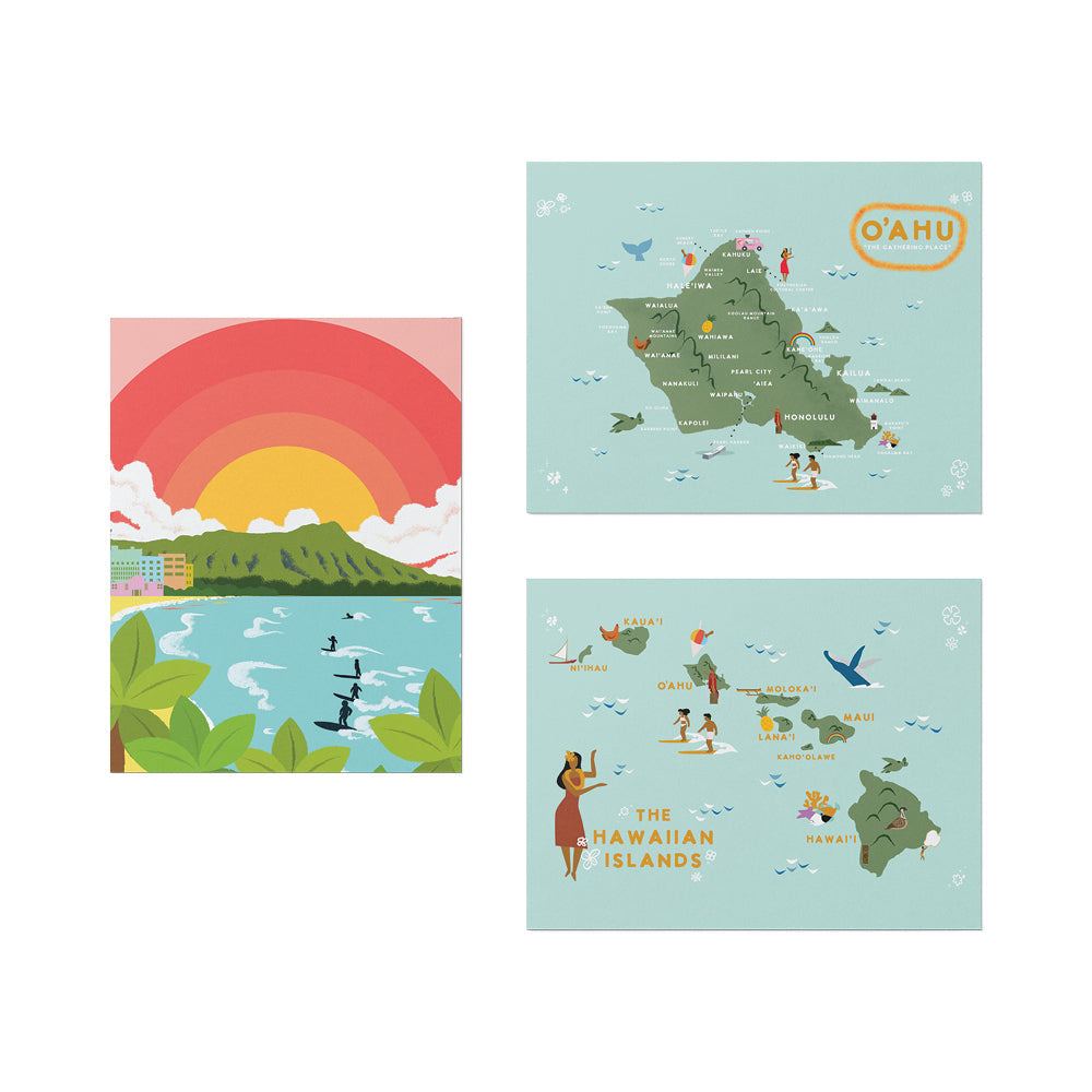 MID-CENTURY OAHU CARD SET - 6 COUNT