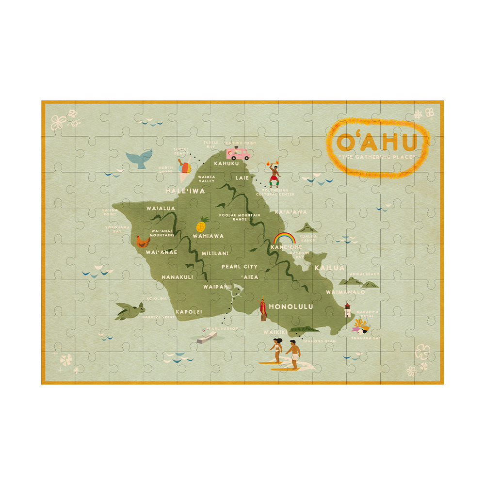 OAHU THE GATHERING PLACE MAP WOOD PUZZLE