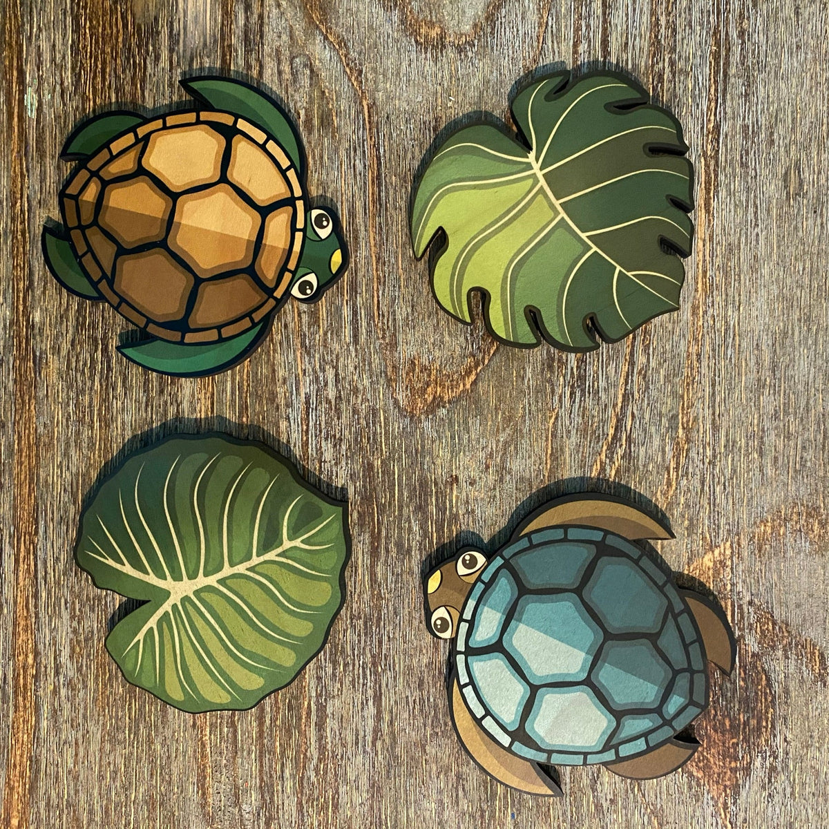 HONU LEAF CUTOUT COASTER SET
