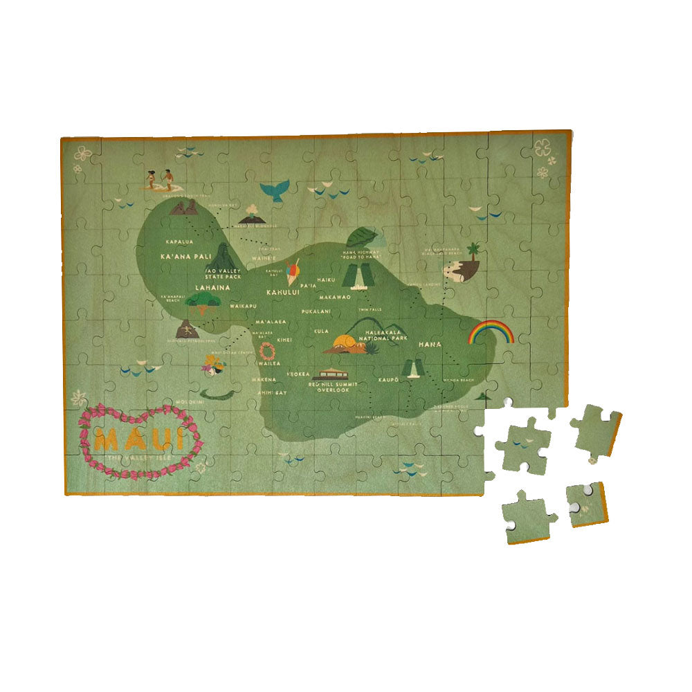 MAUI THE VALLEY ISLE MAP WOOD PUZZLE