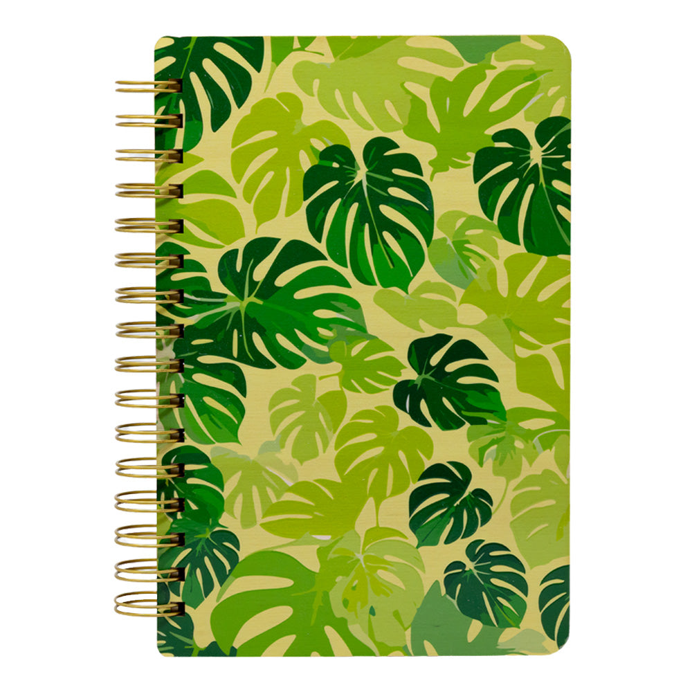 MONSTERA PATTERN WOOD NOTEBOOK