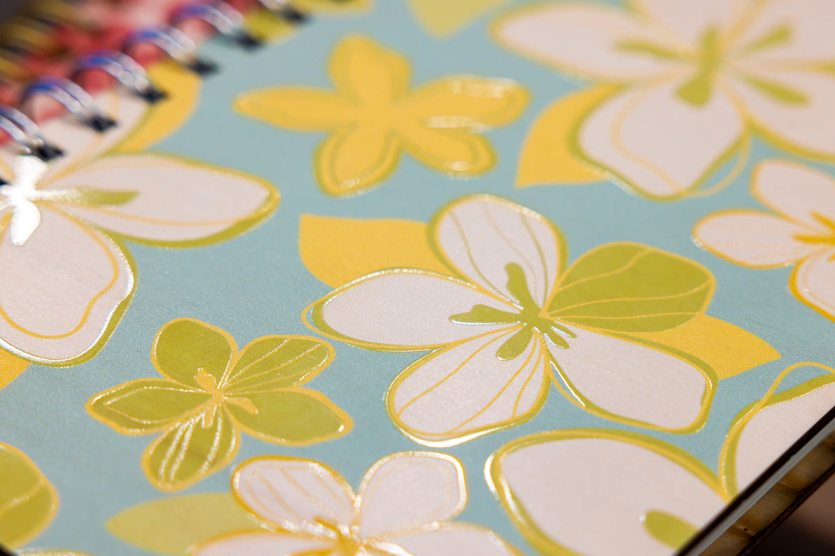 MOORE ALOHA TROPICAL FLOWER WOOD NOTEBOOK