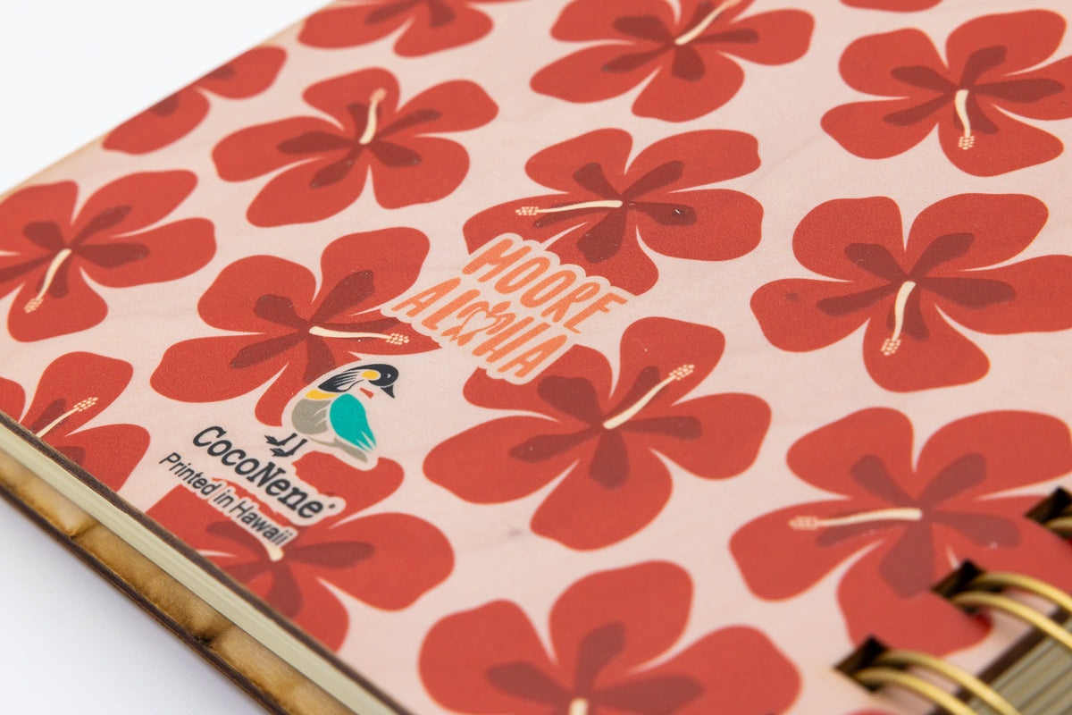 MOORE ALOHA HIBISCUS WOOD NOTEBOOK