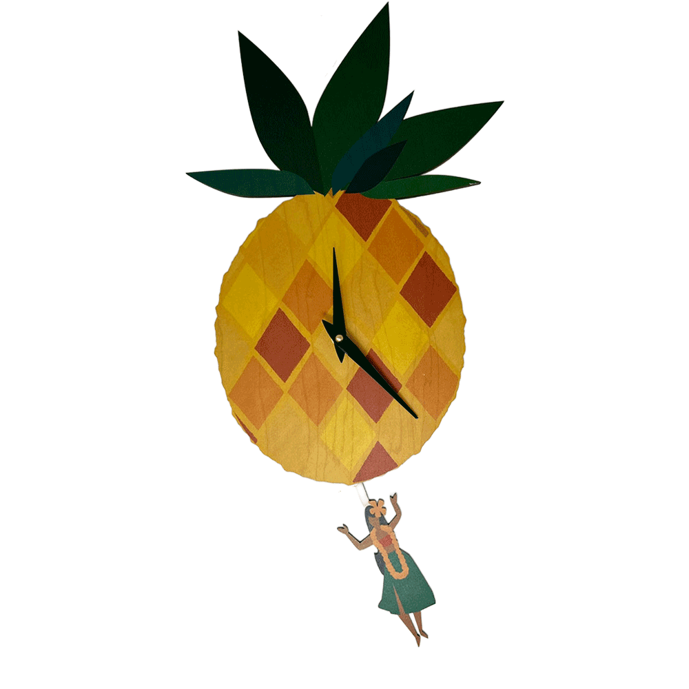 PINEAPPLE HULA PENDULUM CLOCK