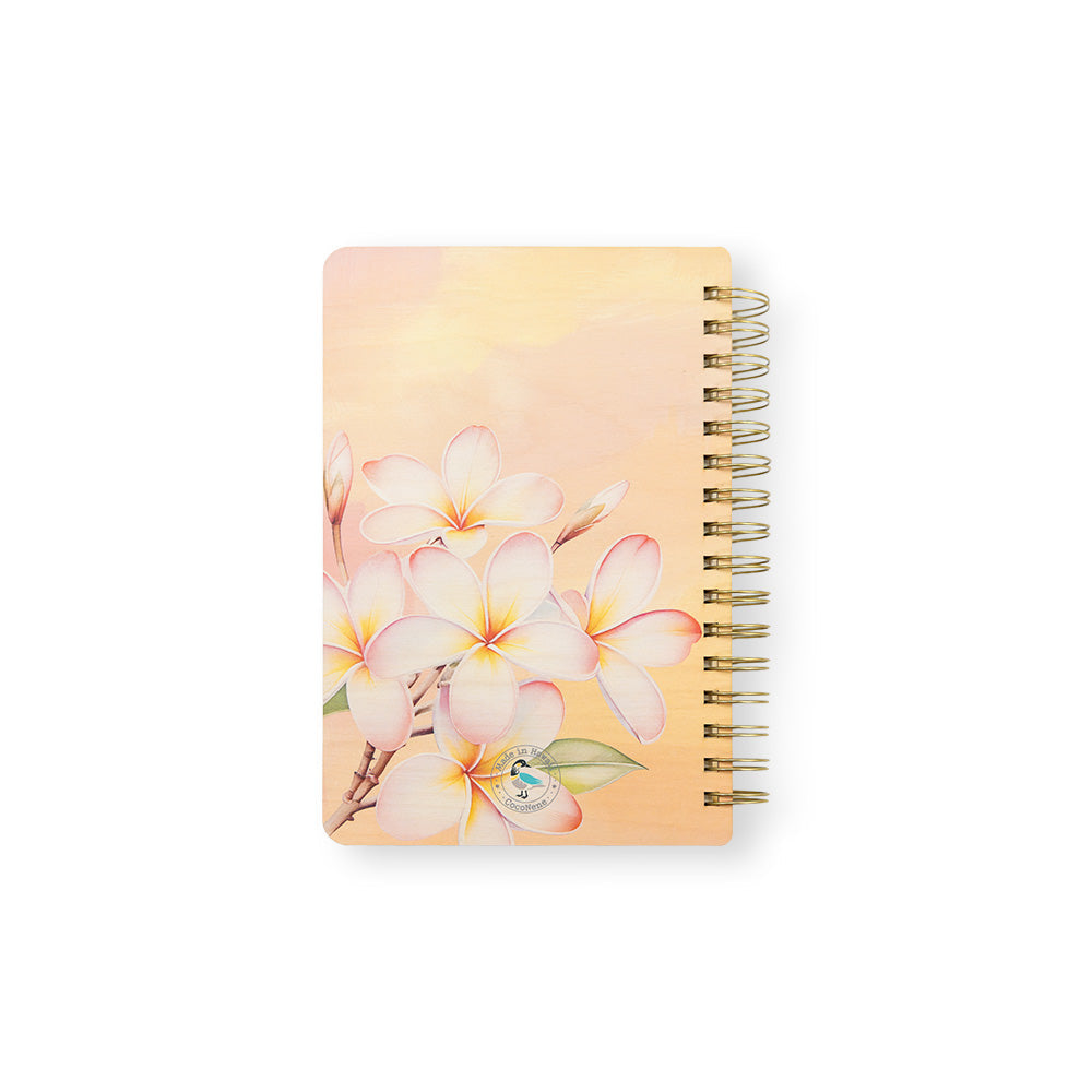 PINK PLUMERIAS WOOD NOTEBOOK