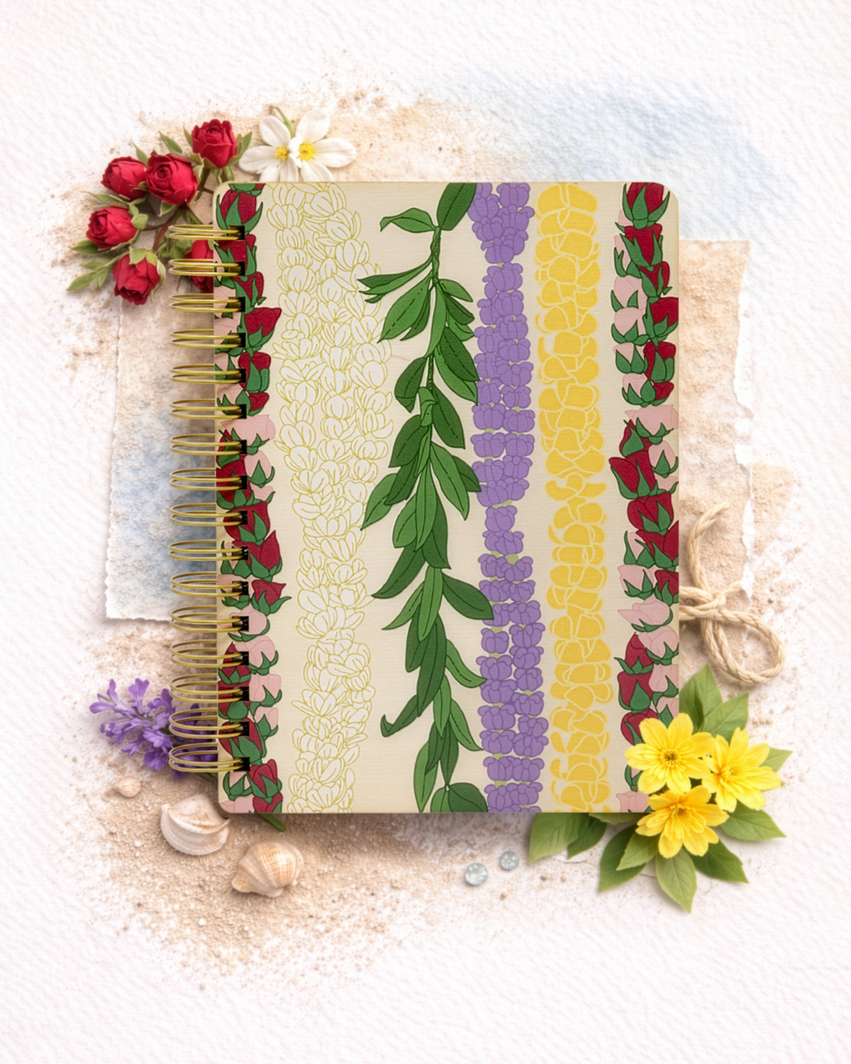 FIVE LEI STRANDS WOOD NOTEBOOK
