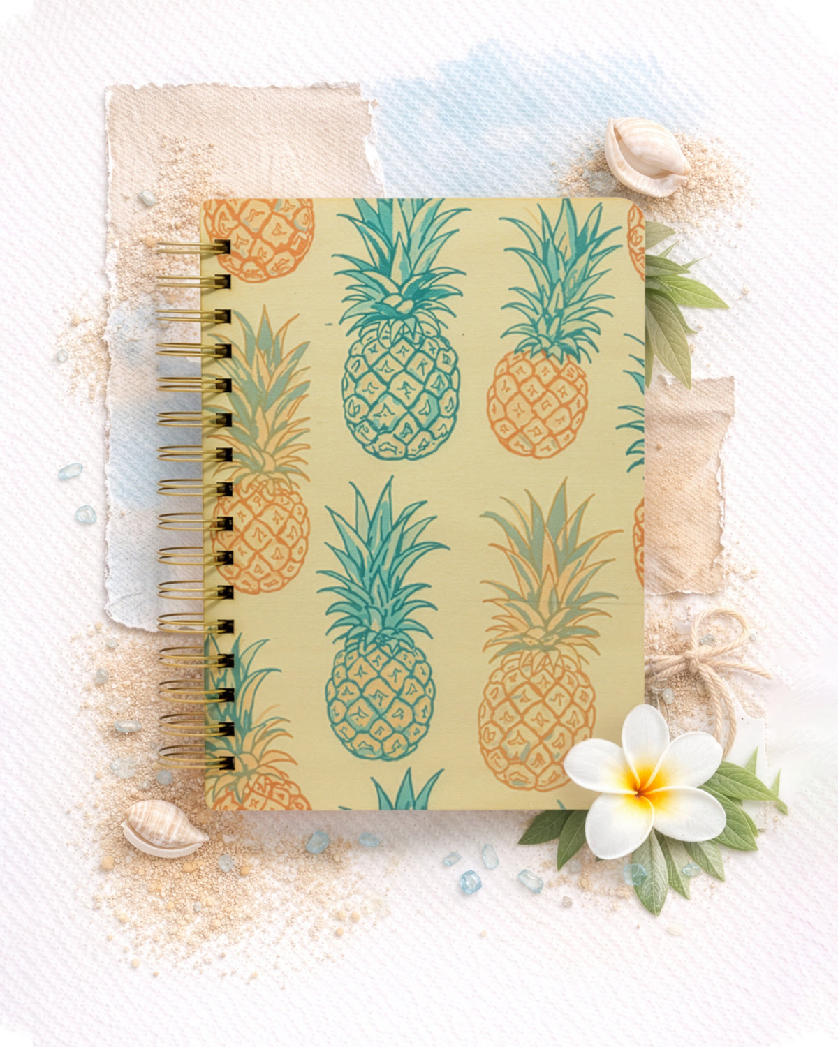 PASTEL PINEAPPLES WOOD NOTEBOOK