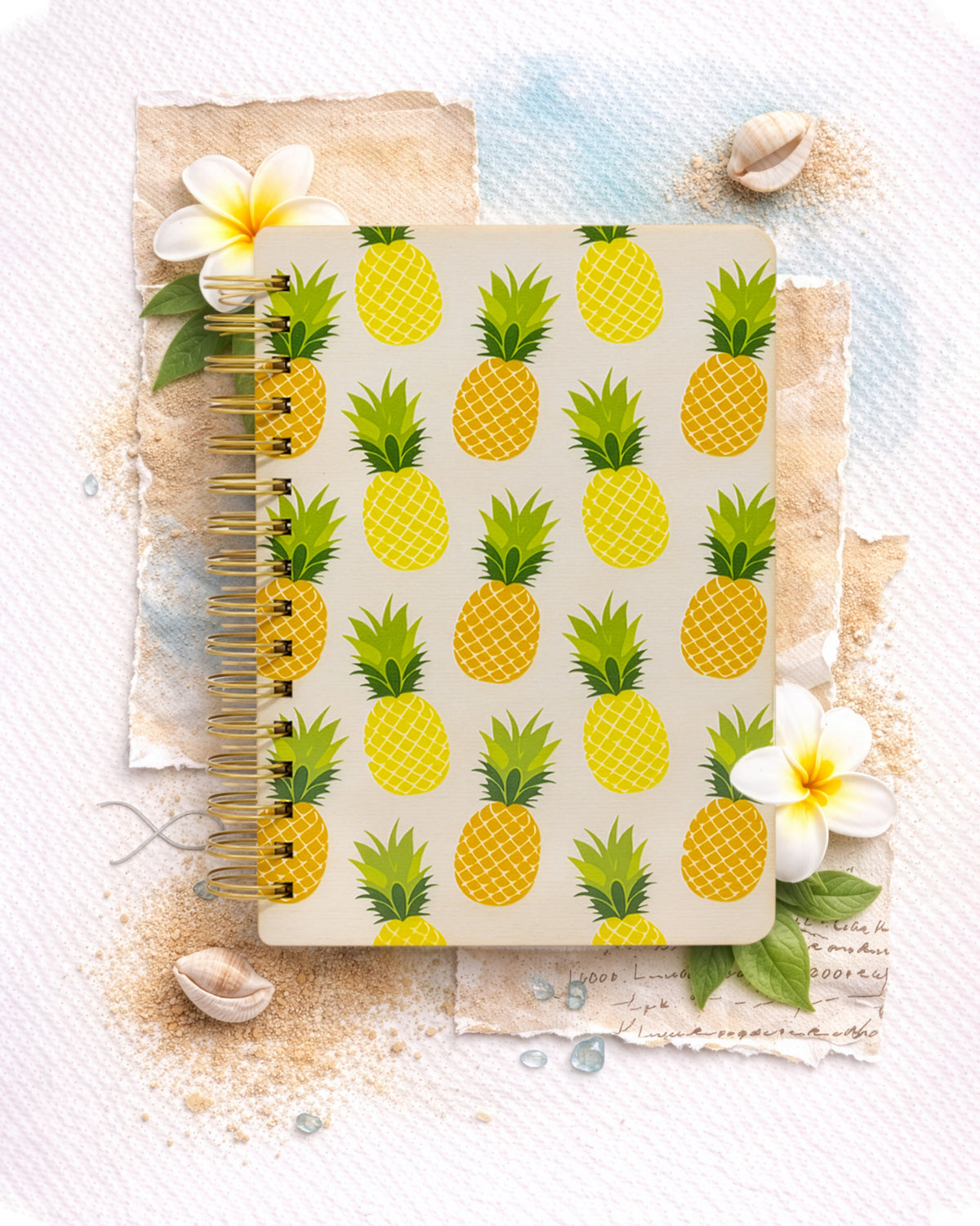 PINEAPPLE PATTERN WOOD NOTEBOOK