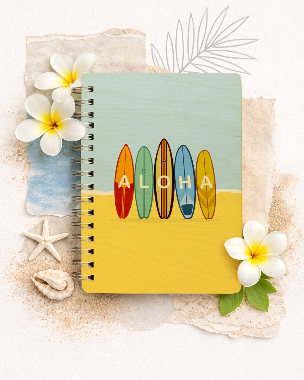 RETRO SURFBOARDS WOOD NOTEBOOK
