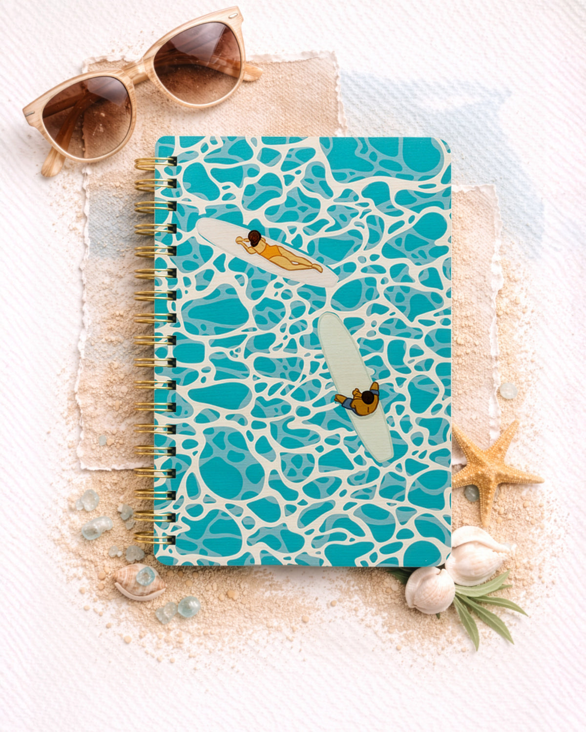 WAITING FOR WAVES WOOD NOTEBOOK