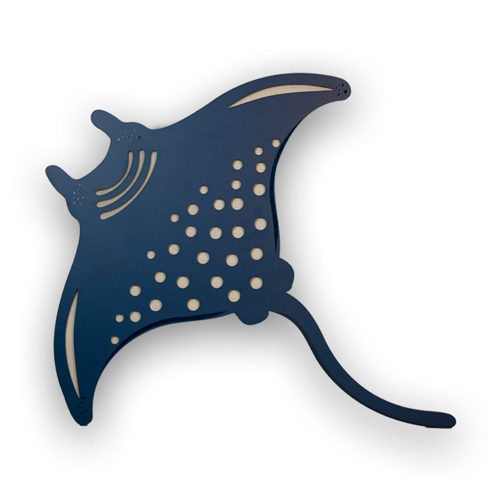 Blue stingray-shaped double layered wall decor on a white background