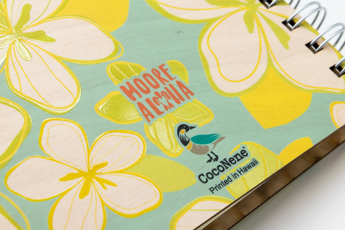 MOORE ALOHA TROPICAL FLOWER WOOD NOTEBOOK