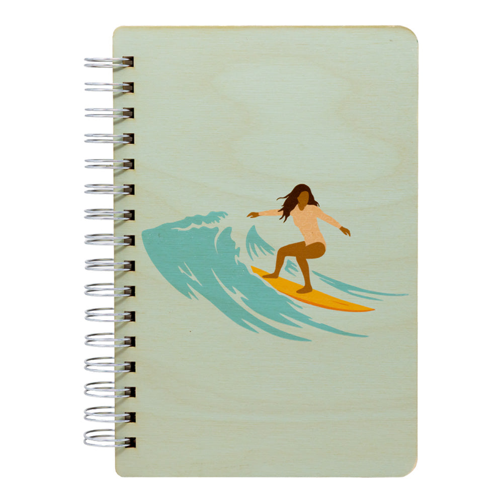 SURFER GIRL WOOD NOTEBOOK