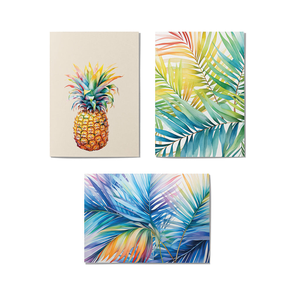 Vibrant Pineapple Leaves card set