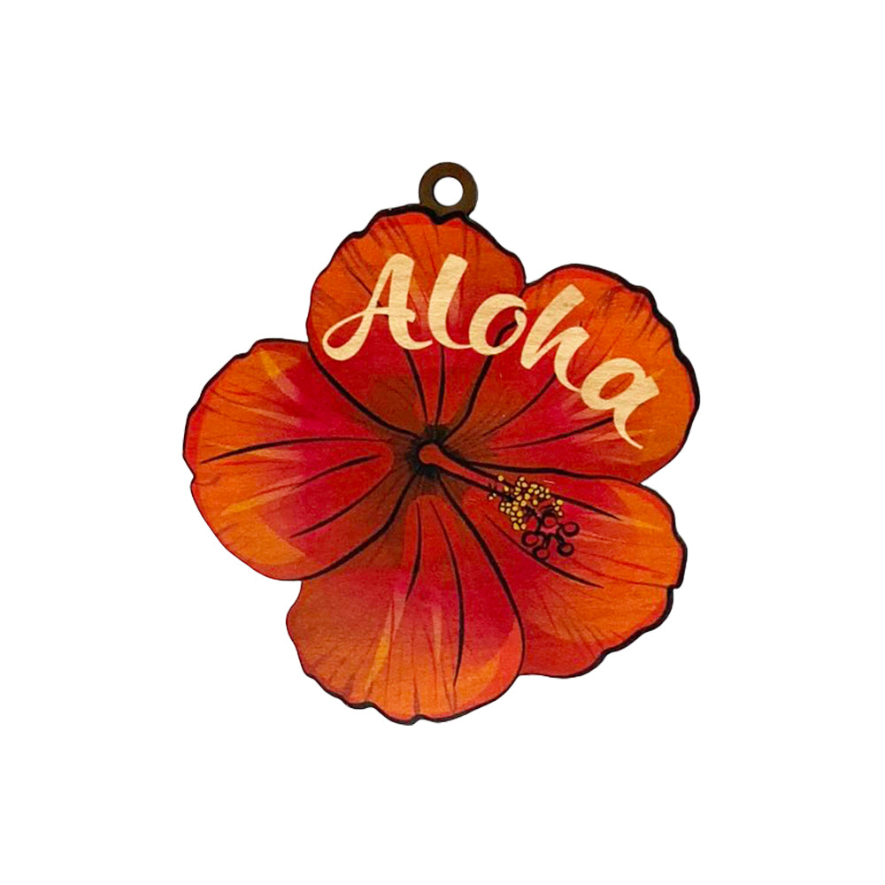 RED HIBISCUS ALOHA ORNAMENT