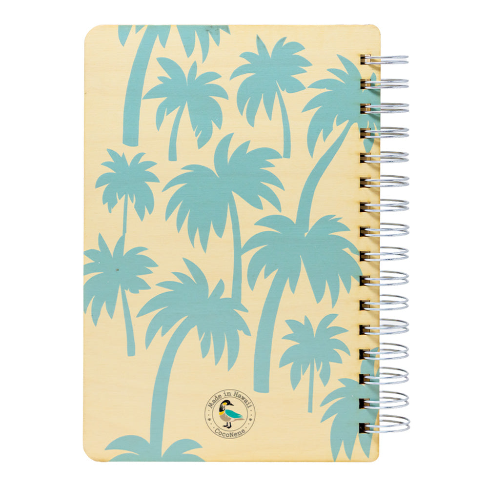 BLUE PALM PATTERN WOOD NOTEBOOK