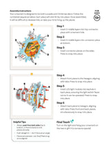 Assembly instructions for a puzzle Christmas ornament with numbered steps on a white background.