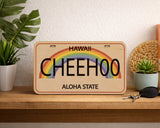 Wooden sign with rainbow and text on a shelf with plants and keys