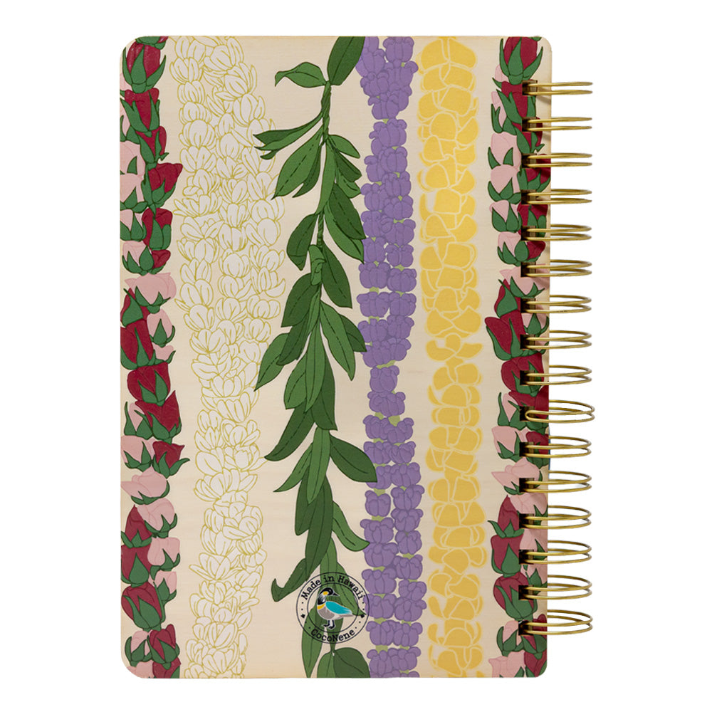 FIVE LEI STRANDS WOOD NOTEBOOK