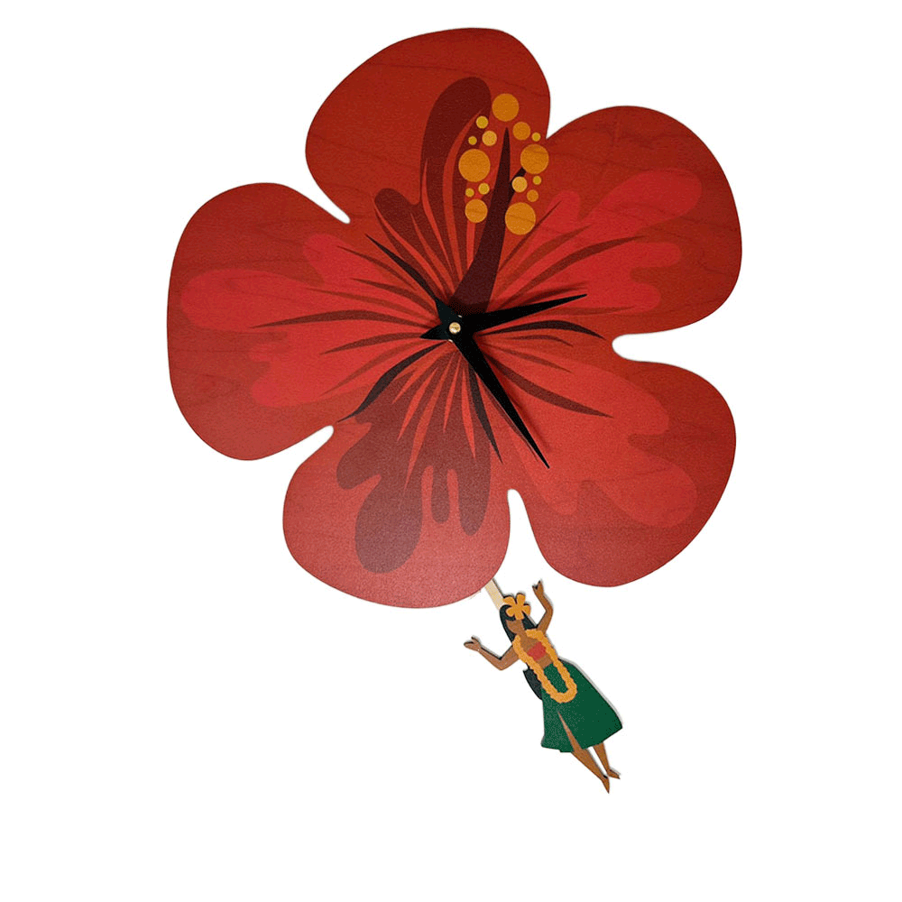 HIBISCUS HULA PENDULUM CLOCK