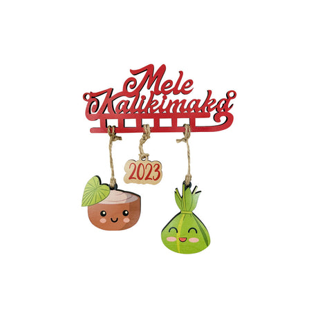 MELE KALIKIMAKA SLEIGH SCRIPT ORNAMENT SMALL
