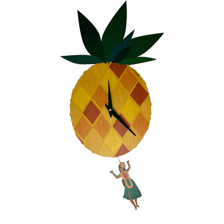 PINEAPPLE HULA PENDULUM CLOCK
