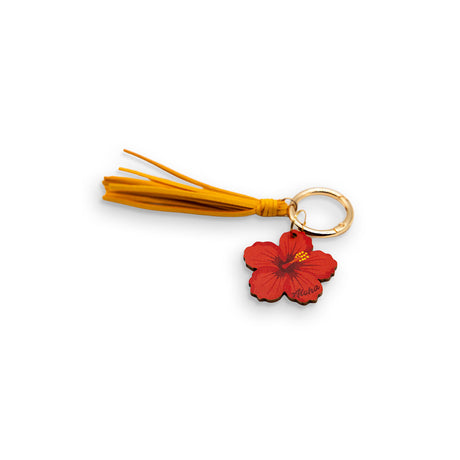 HIBSCUS LEATHER TASSEL BAG CHARM