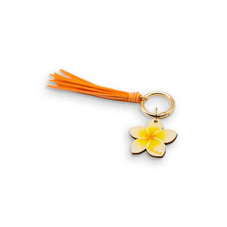 PLUMERIA LEATHER TASSEL BAG CHARM