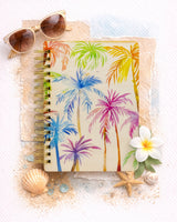 RAINBOW PALM TREE PATTERN WOOD NOTEBOOK
