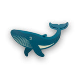 Blue whale wood wall decor on a white background