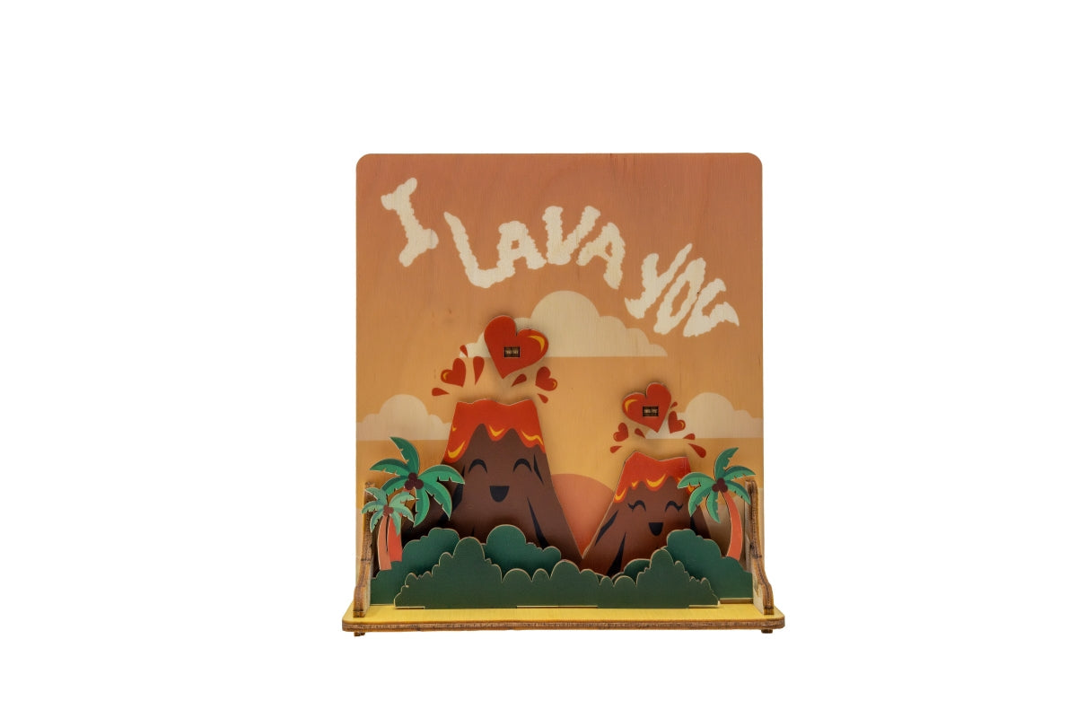 Decorative sign with 'I Lava You' text and lava design on a white background